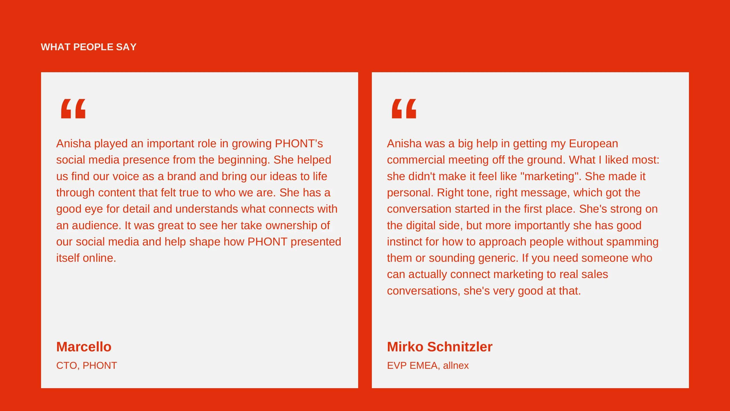 Testimonials from Marcello, CTO of PHONT, and Mirko Schnitzler, EVP EMEA at allnex.